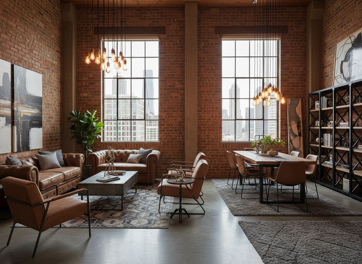 Deqor AI industrial loft transformation - after photo showing urban industrial chic design