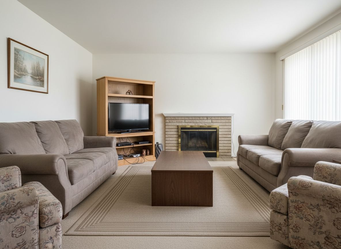 Deqor AI mid-century living room transformation - before photo showing plain living room