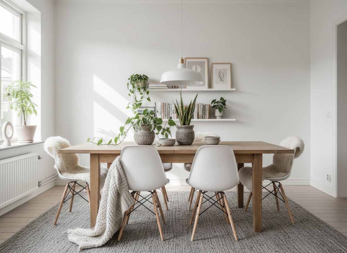 Deqor AI Scandinavian dining room transformation - after photo with clean Nordic design and warm tones
