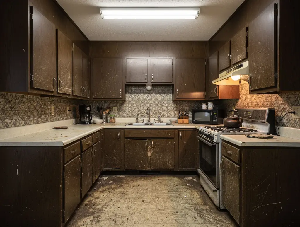 Kitchen before renovation - original space uploaded for AI transformation by Deqor